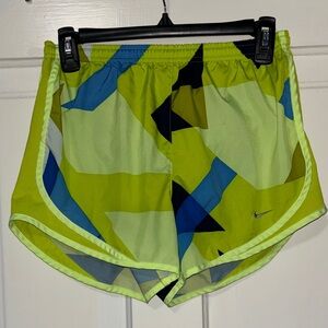 Nike Women's Athletic Shorts - Lime and Blue